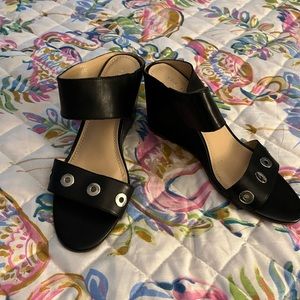 The Limited Black Leather Wedge Heel Sandals 8.5